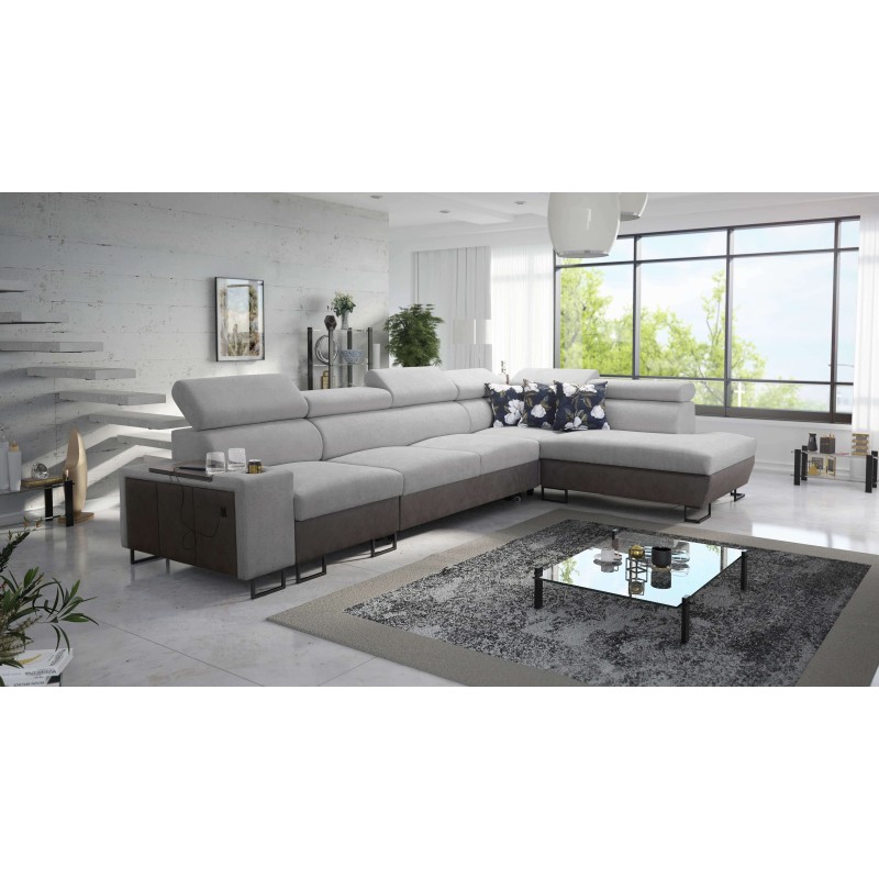 Ecksofa Prestige XI Maxi mit Schlaffunktion und USB-Anschluss | Polsterecke Weich im Griff, Freya 210.20 + Tauro 8207