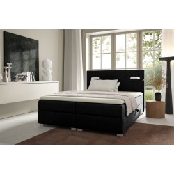 Cama continental Cavon con iluminación sensorial y contenedor para ropa de cama tela Fresh 17