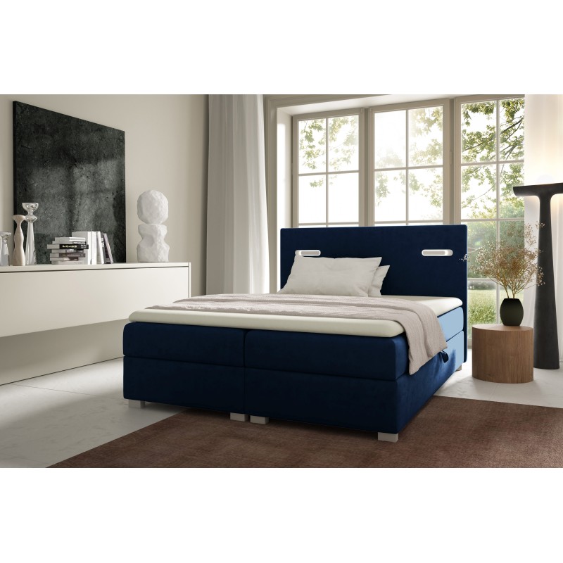 Continental bed Cavon with sensor lighting and bedding storage, fabric Fresh 11