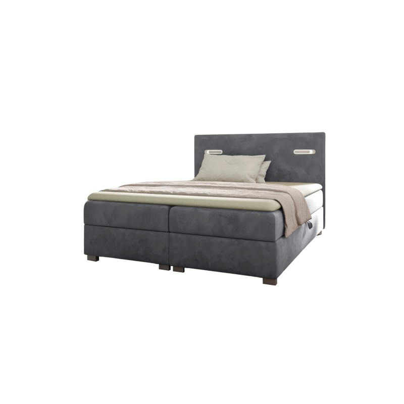 Cavon continental bed with sensory lighting and bedding storage, fabric Fresh 32