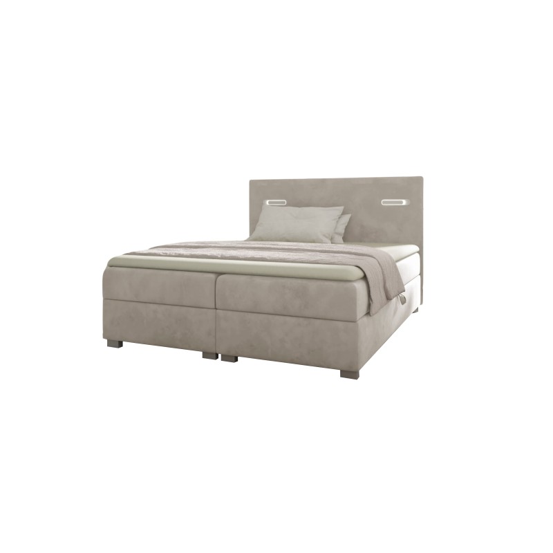 Cavon continental bed with sensory lighting and a bedding container, fabric Fresh 01