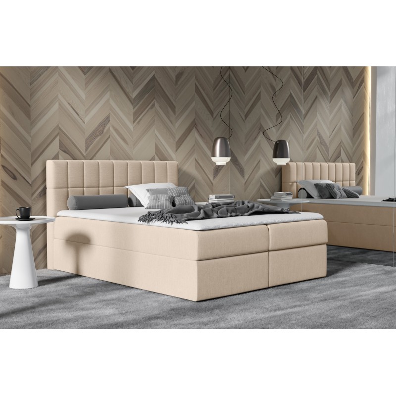 Morivo continental bed with a storage for bedding, fabric Soro 21