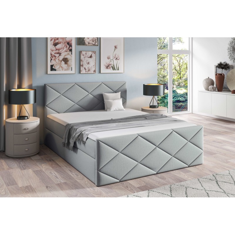 Cama continental Koro con contenedor para ropa de cama, tela Monolith 84