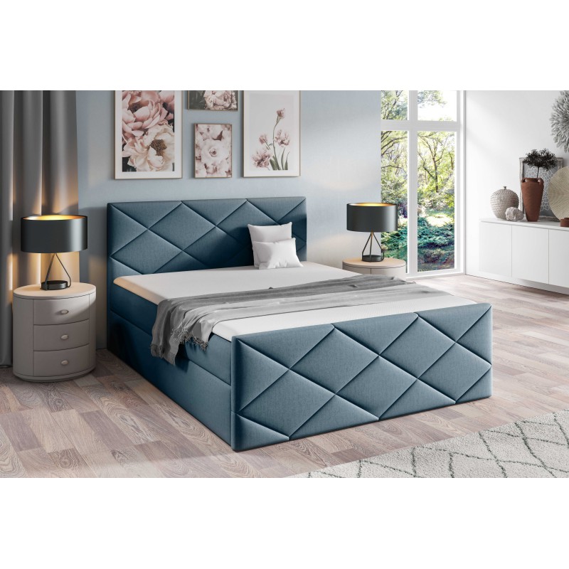 Cama continental Koro con contenedor para ropa de cama, tela Monolith 72