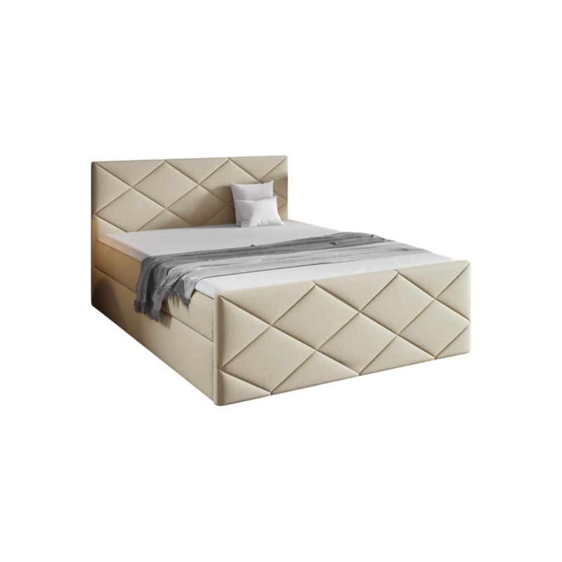 Cama continental Koro con contenedor para ropa de cama, tela Monolith 02