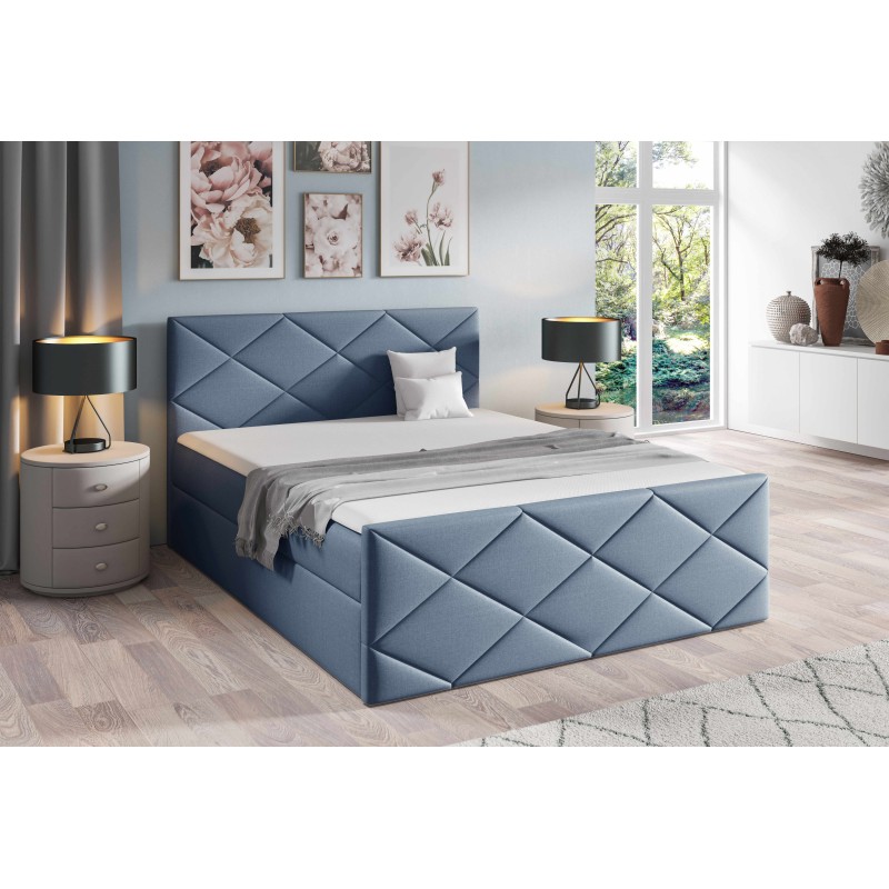 Cama continental Koro con contenedor para ropa de cama, tela Inari 81.