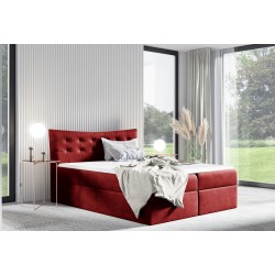 Cama continental Yano con cajón para ropa de cama, tela Kronos 02.