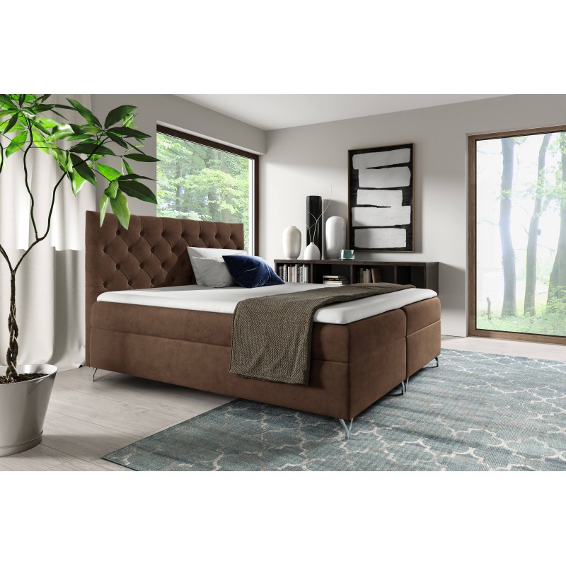 Lexio continental bed with a storage container for bedding, fabric Magic Velvet 2299