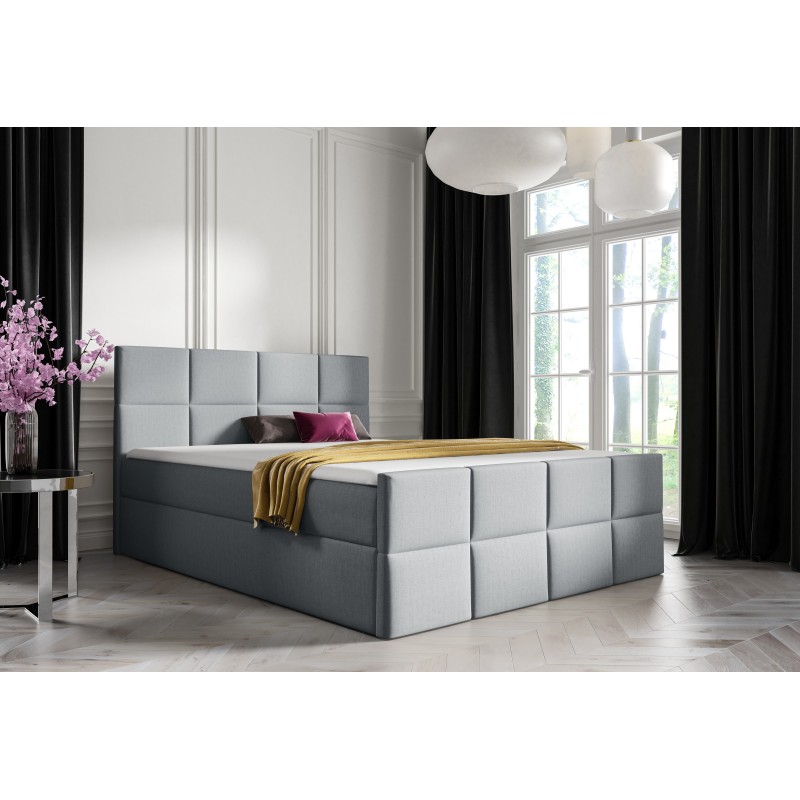 Łóżko kontynentalne Mivaro z pojemnikiem na pościel tkanina Monolith 84