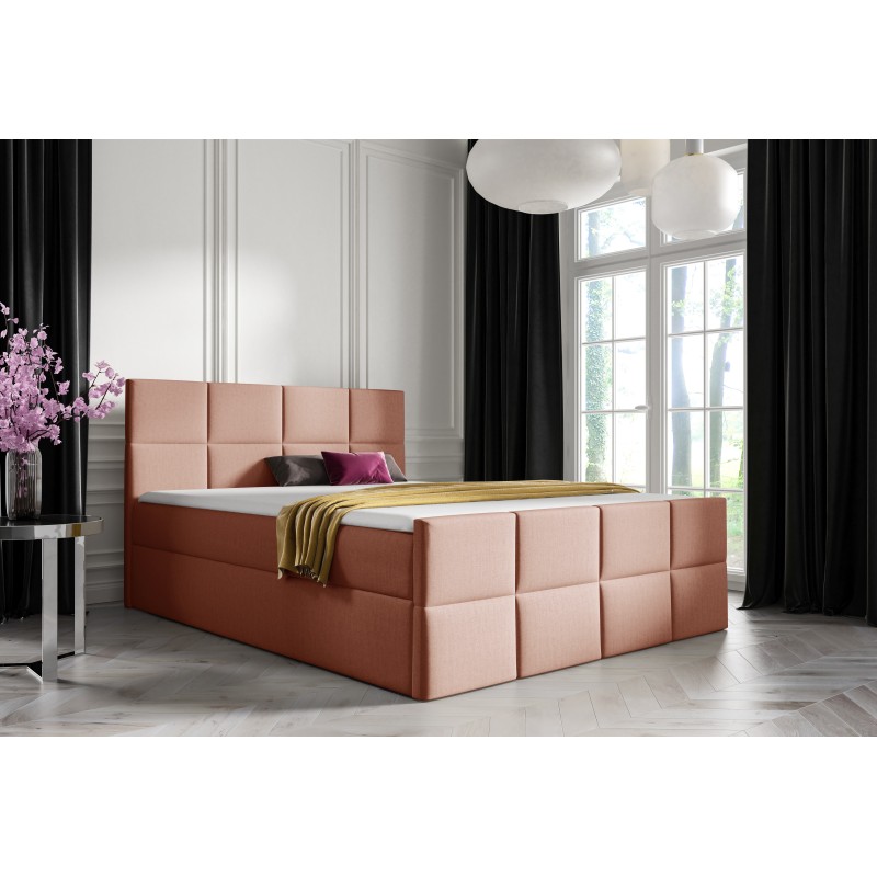 Łóżko kontynentalne Mivaro z pojemnikiem na pościel tkanina Monolith 61