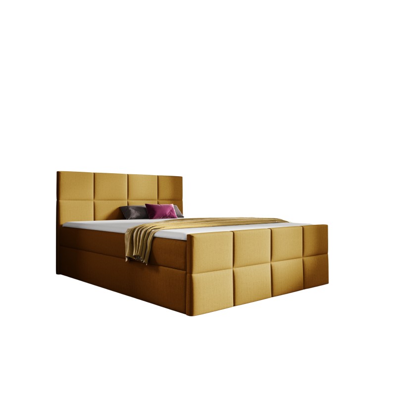 Cama continental Mivaro con contenedor para ropa de cama, tela Monolith 48