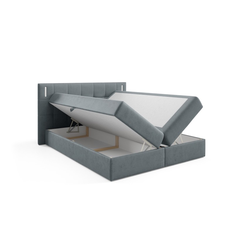 Cama continental Valdi con iluminación sensorial tela Fresh 32