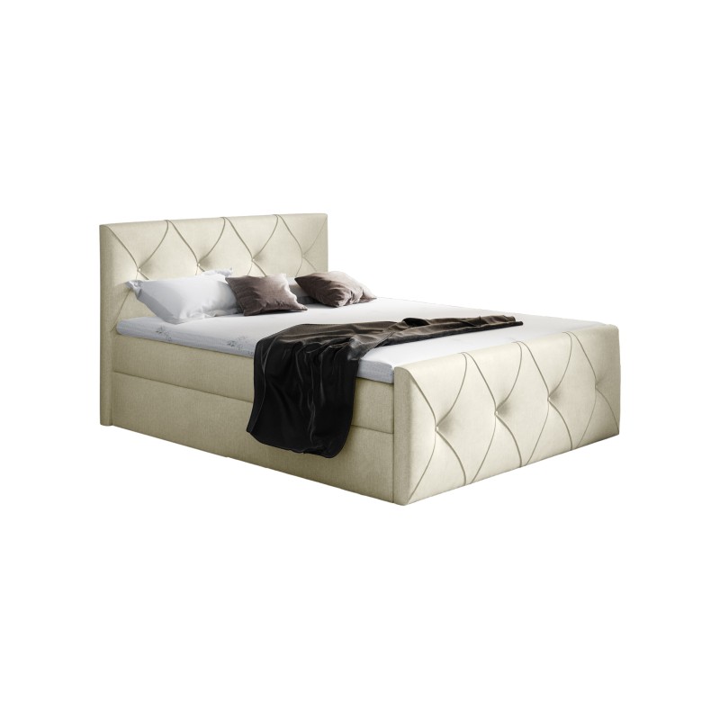 Virox Lux continental bed with a bedding storage in Monolith 02 fabric