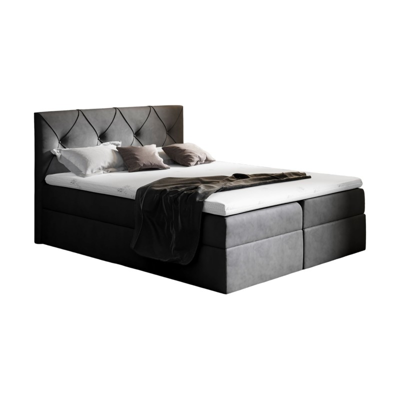 Cama continental Virox con contenedor para ropa de cama, tela Matt velvet 99.