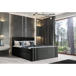 Cama continental Sovo con contenedor para ropa de cama, tela Amor velvet 4322.