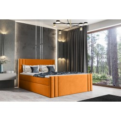 Kontinentales Bett Sovo mit Bettkasten Stoff Amor Velvet 4309