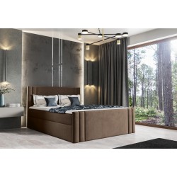 Cama continental Sovo con contenedor para ropa de cama, tela Amor velvet 4301