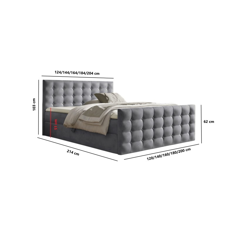 Cama continental Evano Acolchados decorativos y compartimento para ropa de cama tela Fresh 32