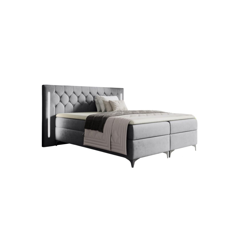 Continental bed Arius Decorative quilting with LED lighting on the headboard fabric Fresh 32