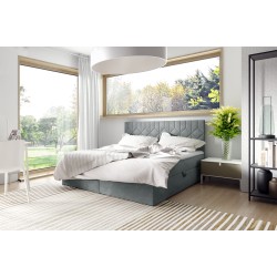 Zendo V continental bed with a bedding storage compartment in Fresh 32 fabric