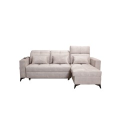 Luxury Zeni Corner Sofa with Sleeping Function in Velvet Fabric, Wave 4 | Your Place for Comfort