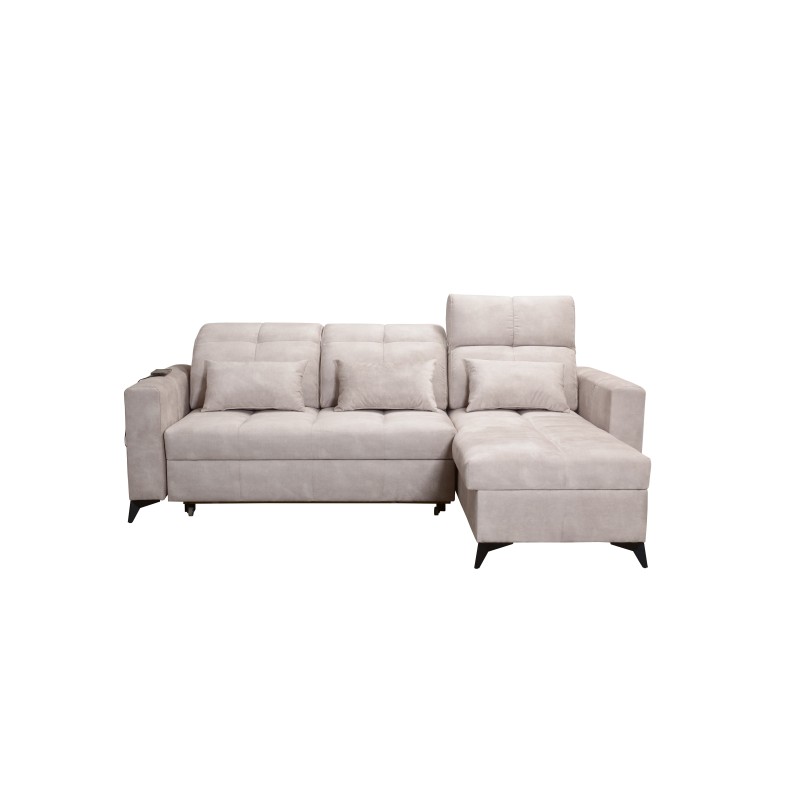 Luxury Zeni Corner Sofa with Sleeping Function in Velvet Fabric, Wave 4 | Your Place for Comfort