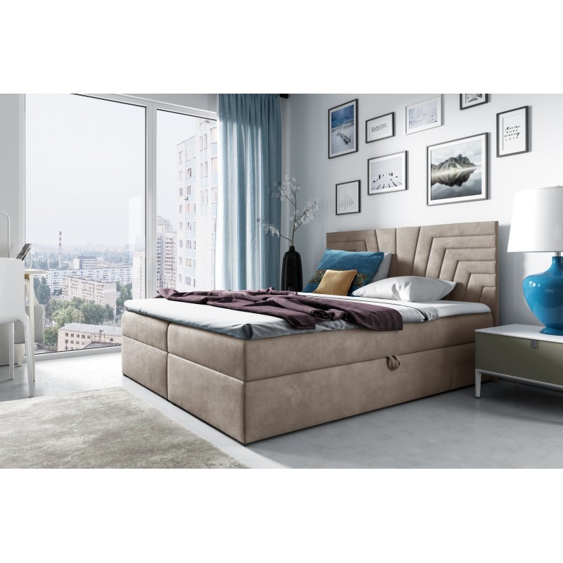 Cama continental Zendo IV con contenedor para ropa de cama tela Fresh 2