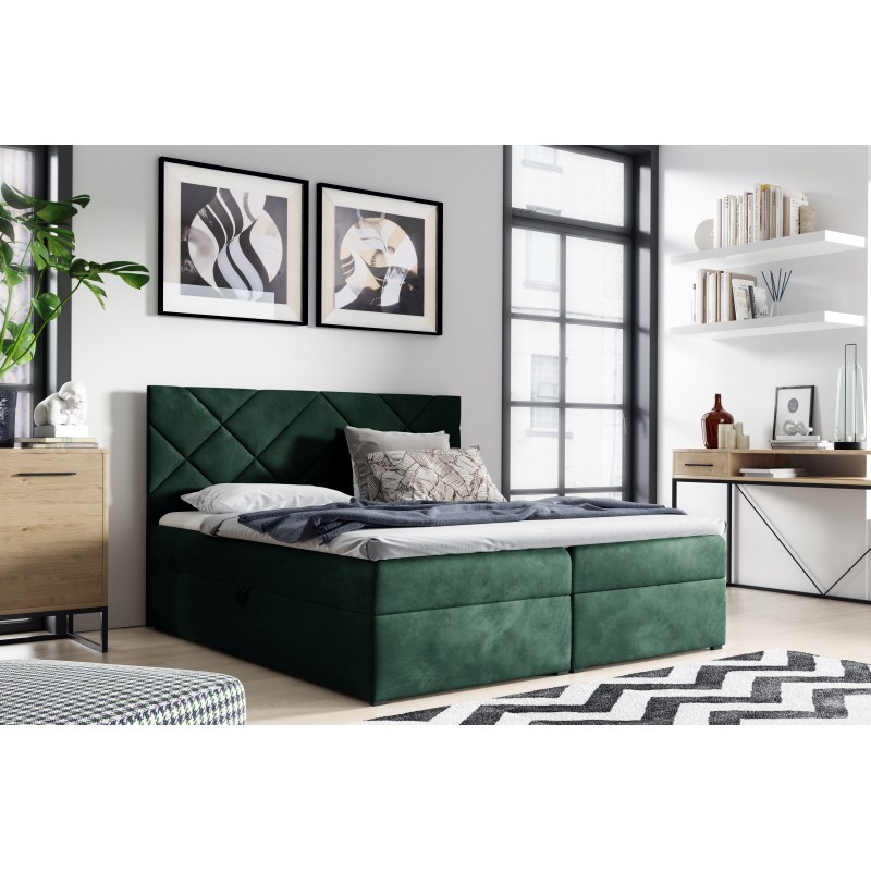 Zendo III continental bed with a bedding container in Fresh 13 fabric