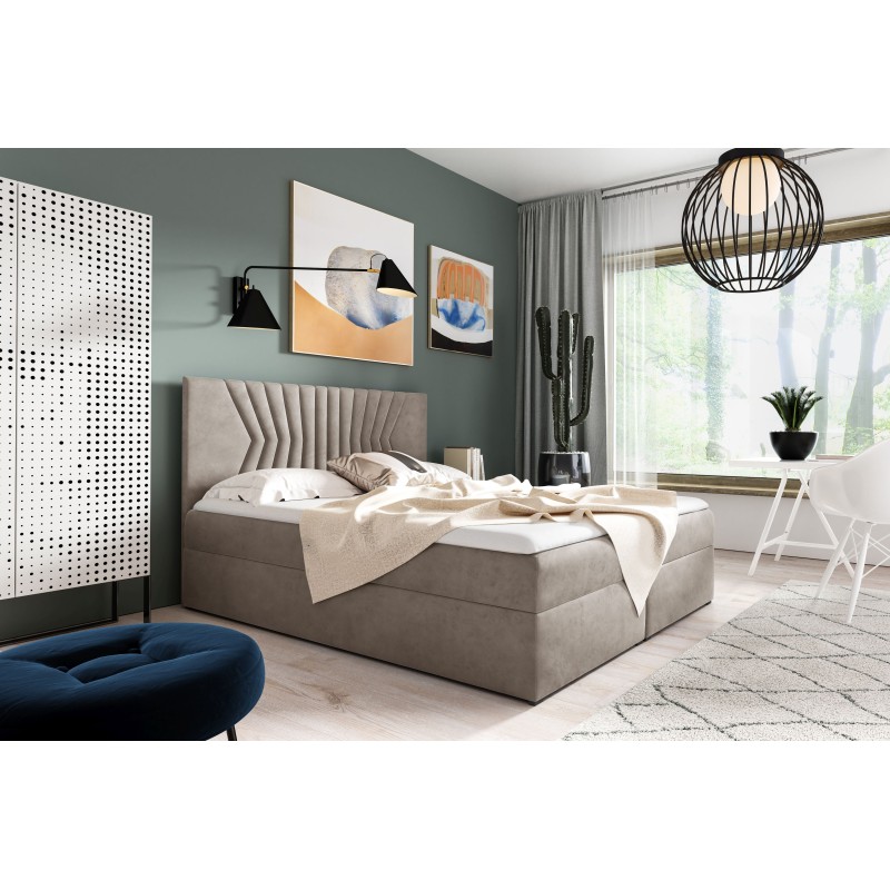 Zendo II continental bed with a bedding container, fabric Fresh 2