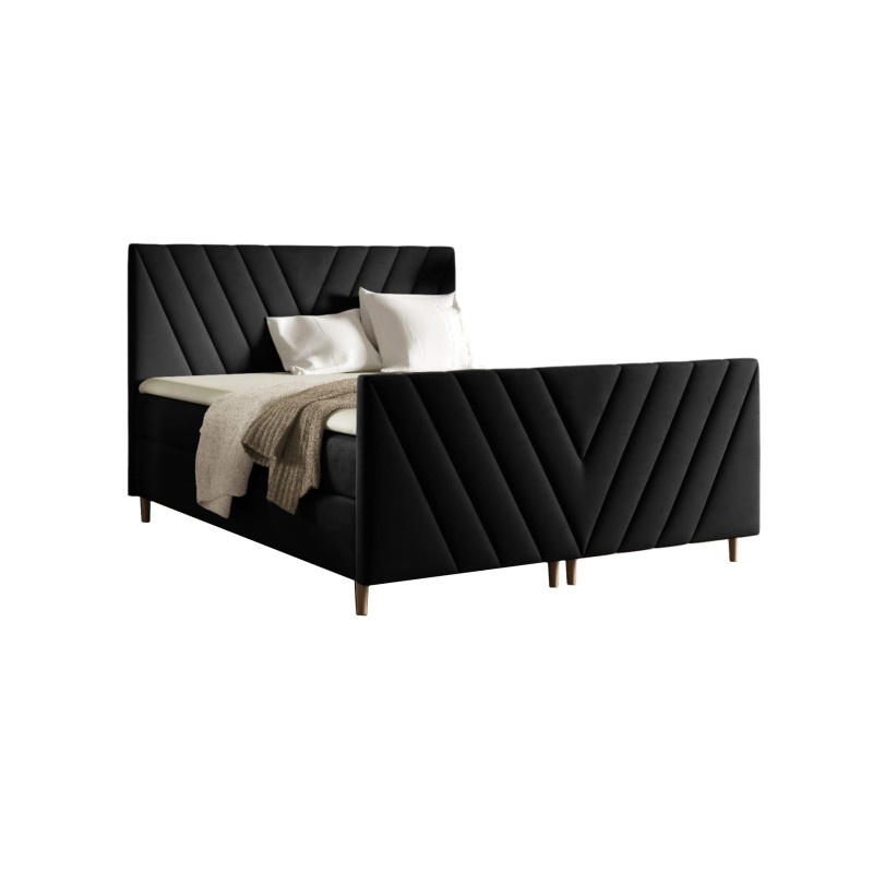 Cama continental Karo Plus con contenedor para ropa de cama, tela Fresh 17