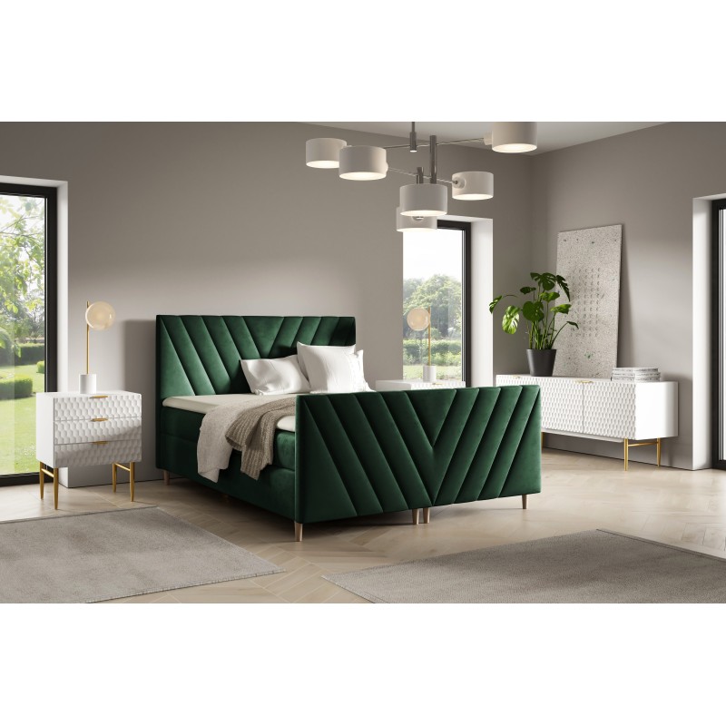 Cama continental Karo Plus con contenedor para ropa de cama, tela Fresh 13