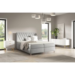 Cama continental Karo con contenedor para ropa de cama, tela Fresh 84