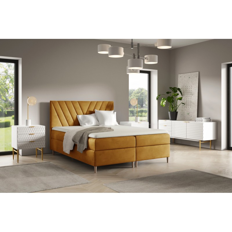 Continental bed Karo with bedding storage, fabric Fresh 48