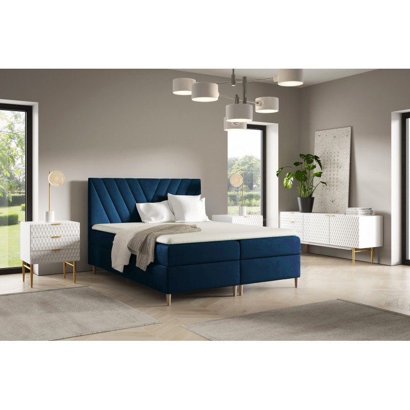 Cama continental Karo con contenedor para ropa de cama, tela Fresh 11