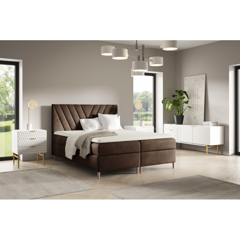 Cama continental Karo con compartimento para ropa de cama, tela Fresh 4