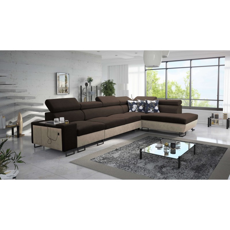 Ecksofa Prestige XI Maxi mit Schlaffunktion und USB-Anschluss | Gepolsterte Ecksofa, Weich im Griff, Freya 210.08 + Tauro 8203