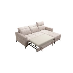 Luxury Zeni Corner Sofa with Sleeping Function in Velvet Fabric, Wave 5 | Your Place for Comfort