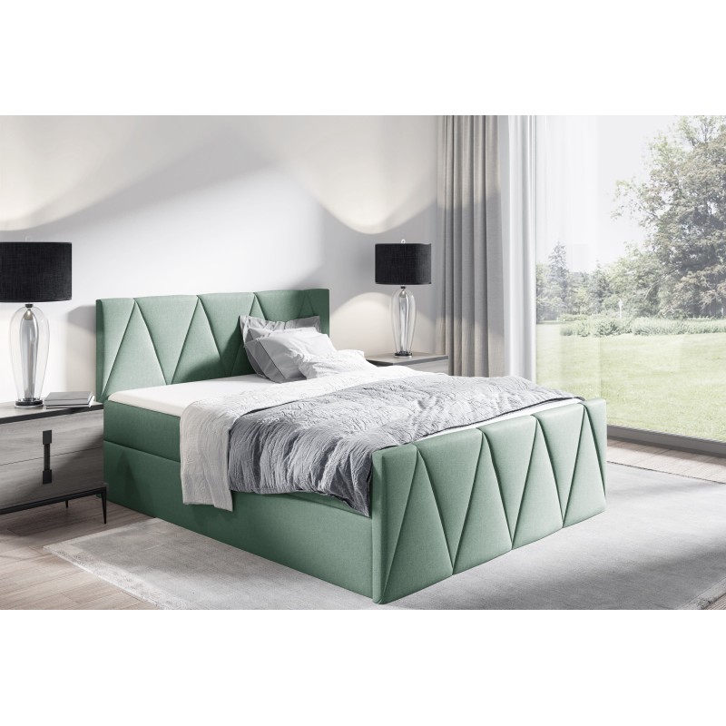 Cama continental Canto Lux con contenedor para ropa de cama, tela Rico 18.