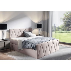 Cama continental Canto Lux con contenedor para ropa de cama tela Rico 19