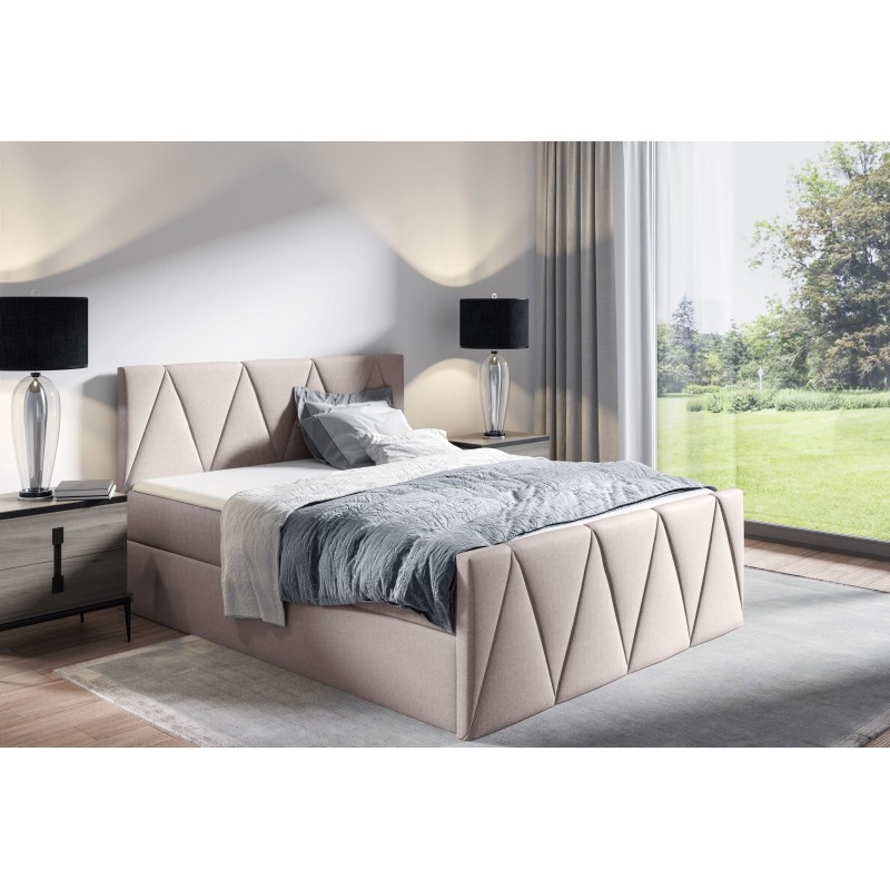 Continental bed Canto Lux with bedding storage in Rico 19 fabric