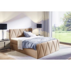 Cama continental Canto Lux con contenedor para ropa de cama, tela Rico 15