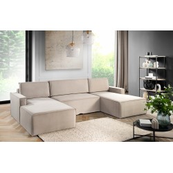 Moon sectional sofa with a sleeping function, U-shaped storage
