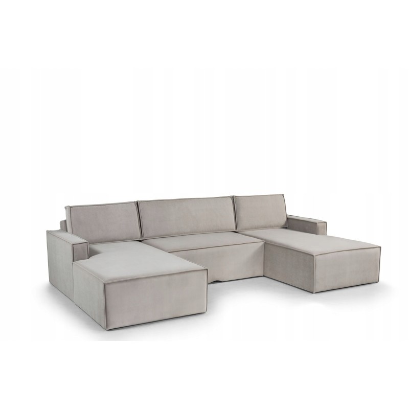 Moon sectional sofa with a sleeping function, U-shaped storage