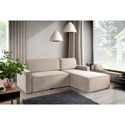 Moon corner sofa with a folding sleeping function and storage compartment