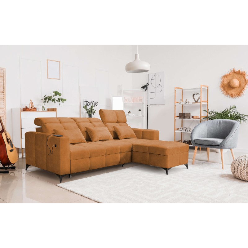 Luxus-Ecksofa Zeni mit Schlaffunktion im Samtstoff, Wave 6 | Dein Ort für Komfort