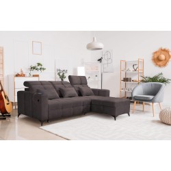 Luxury Zeni Corner Sofa with Sleeping Function in Velvet Fabric, Wave 10 | Your Place for Comfort