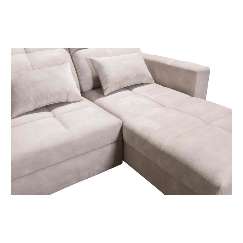 Luxury Corner Sofa Zeni with Sleeping Function in Velvet Fabric, Wave 11 | Your Place for Comfort