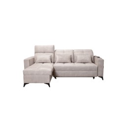 Luxury Zeni Corner Sofa with Sleeping Function in Velvet Fabric, Wave 1 | Your Place for Comfort