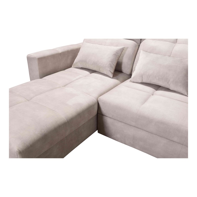 Luxury Zeni Corner Sofa with Sleeping Function in Velvet Fabric, Wave 5 | Your Place for Comfort