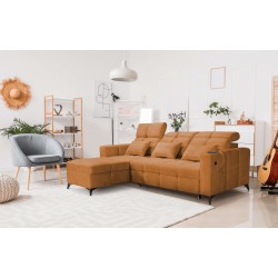 Luxury Zeni Corner Sofa with Sleeping Function in Velvet Fabric, Wave 6 | Your Place for Comfort